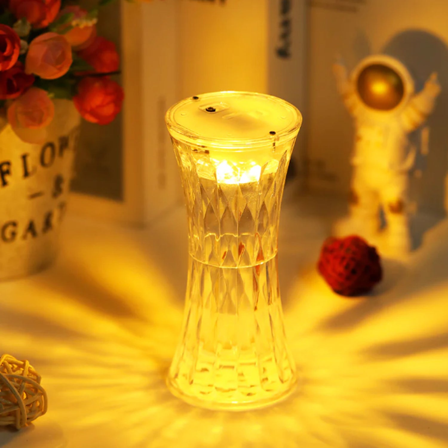 Crystal Night Light casting a soft, ambient glow in a modern living space.