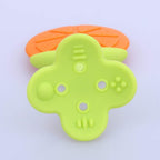Variety of colorful fruit teethers, designed to engage and comfort infants.
