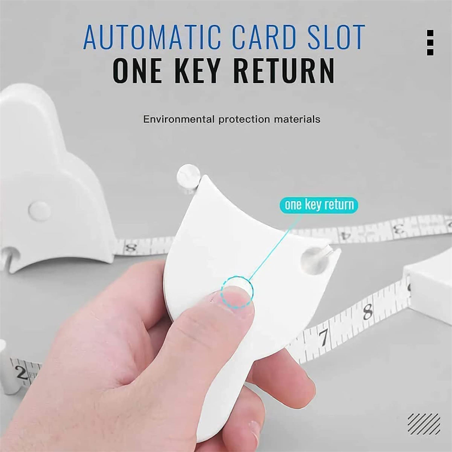Fitness measuring tape showing flexible use for various body parts.
