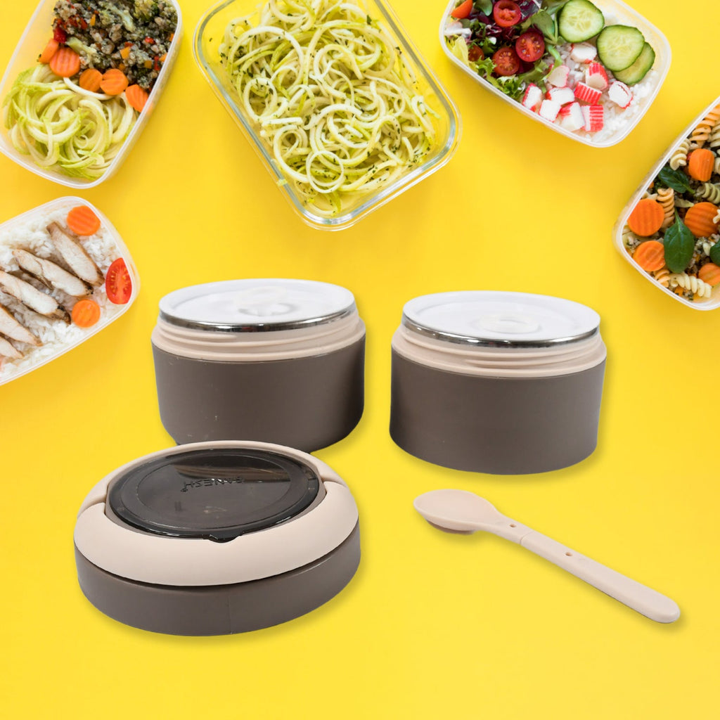 Detailed view of the premium stainless steel construction of the Ganesh lunch box.