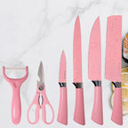 Non-stick ceramic coating on the chef knife blades for easy slicing.