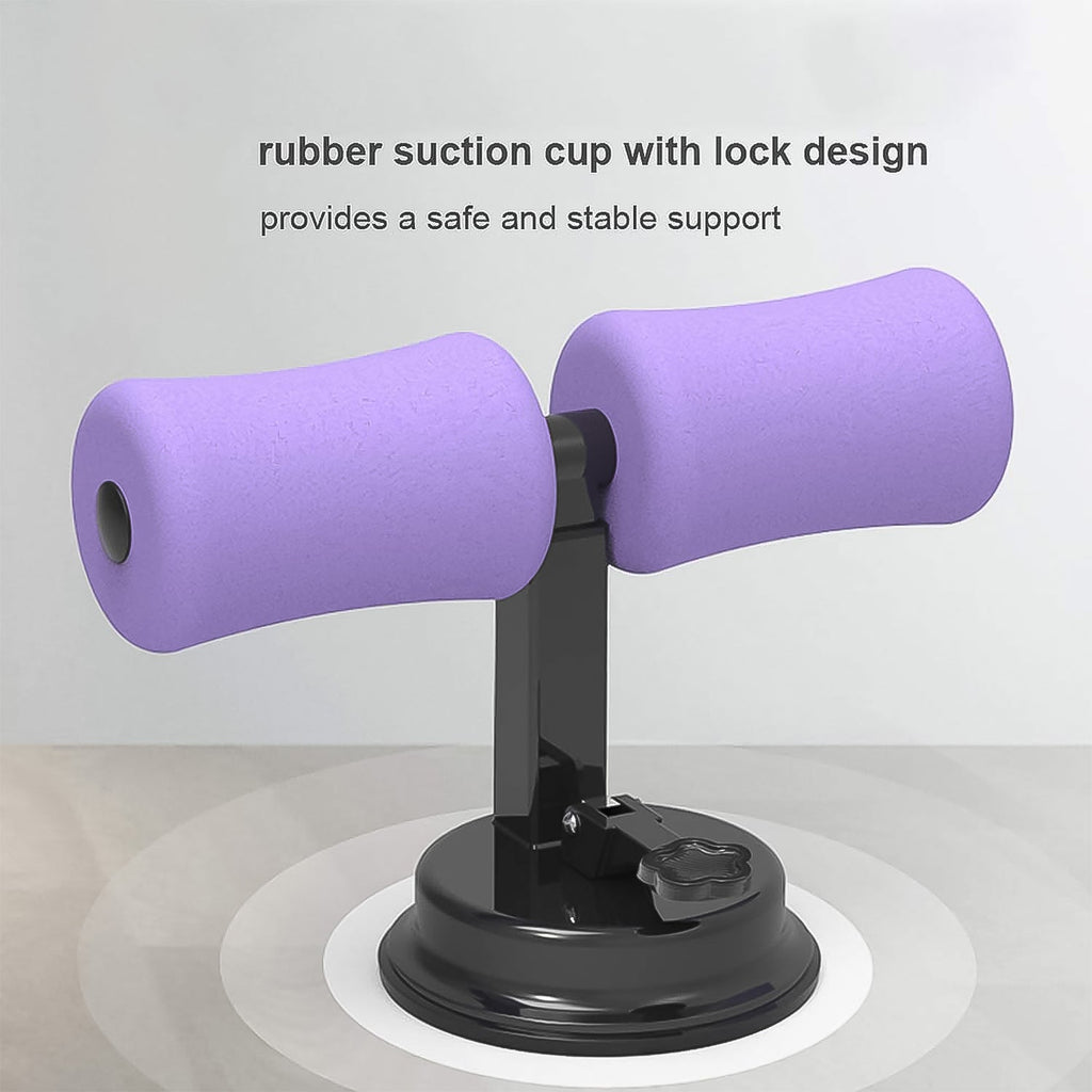 The Suction Sit-Up Tool demonstrating its three adjustable height settings for varied exercises.
