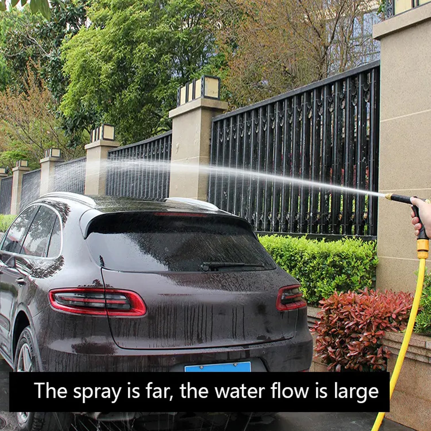 Ergonomic water spray gun with a comfortable, non-slip handle for extended use.