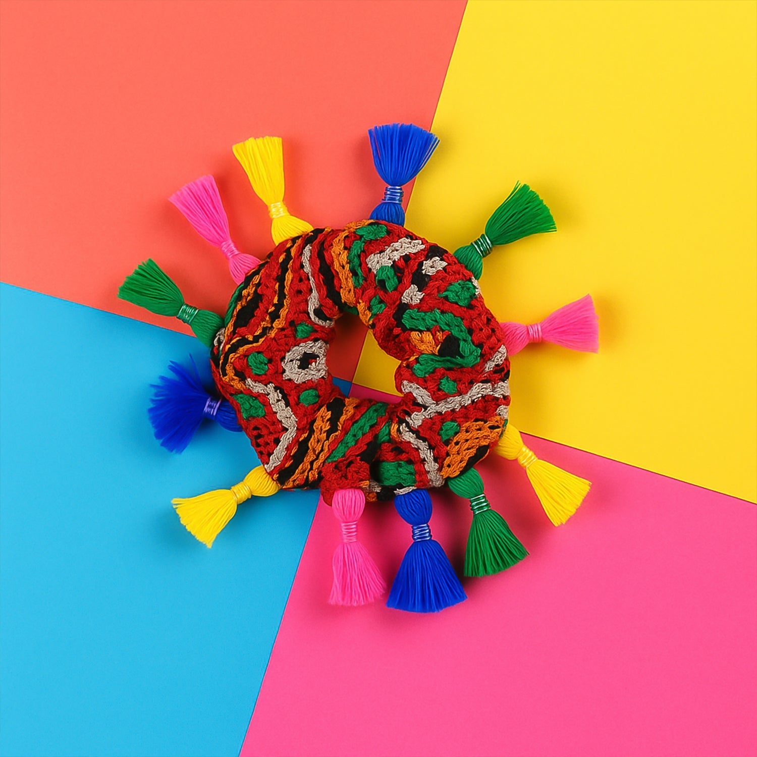 Multicolor Navratri Hair Bun showcasing colorful tassel hair decoration