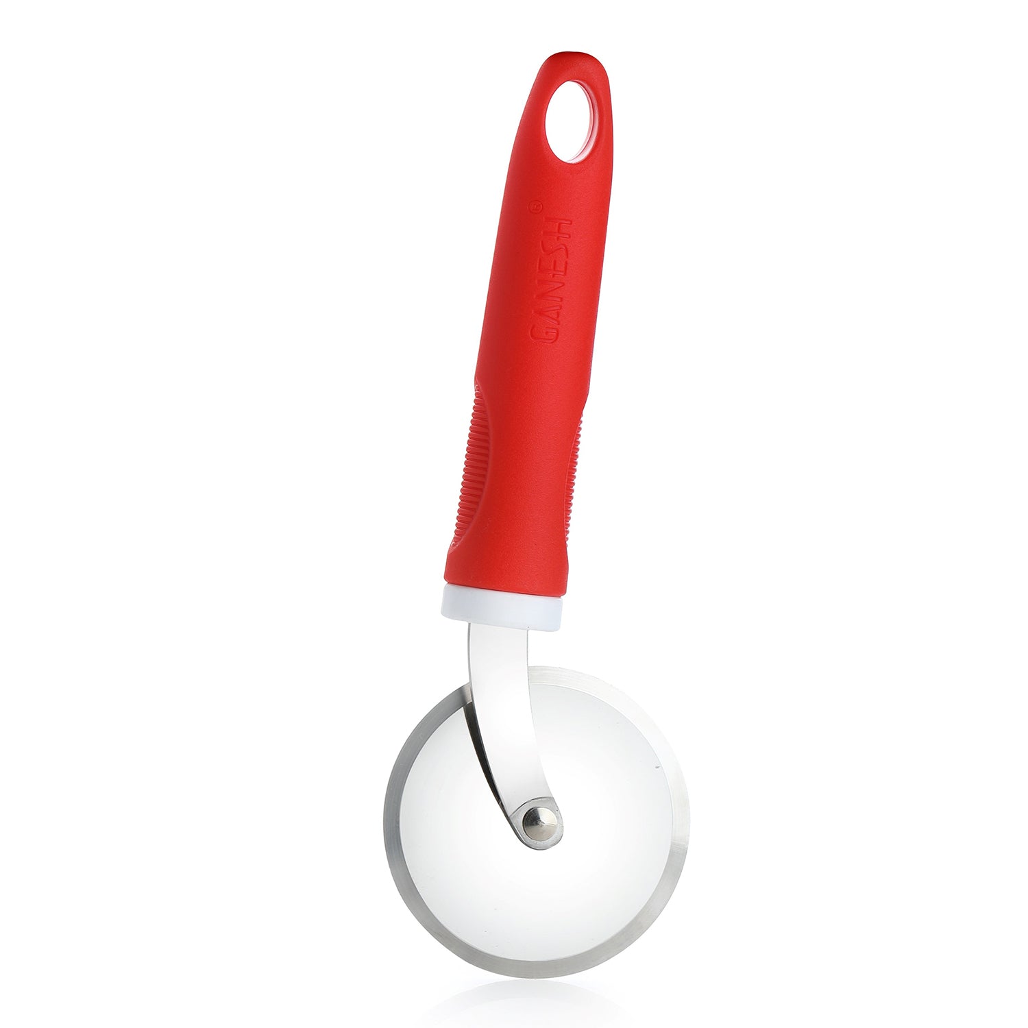 Multiple views of the Ganesh pizza cutter wheel, showcasing its ergonomic design.