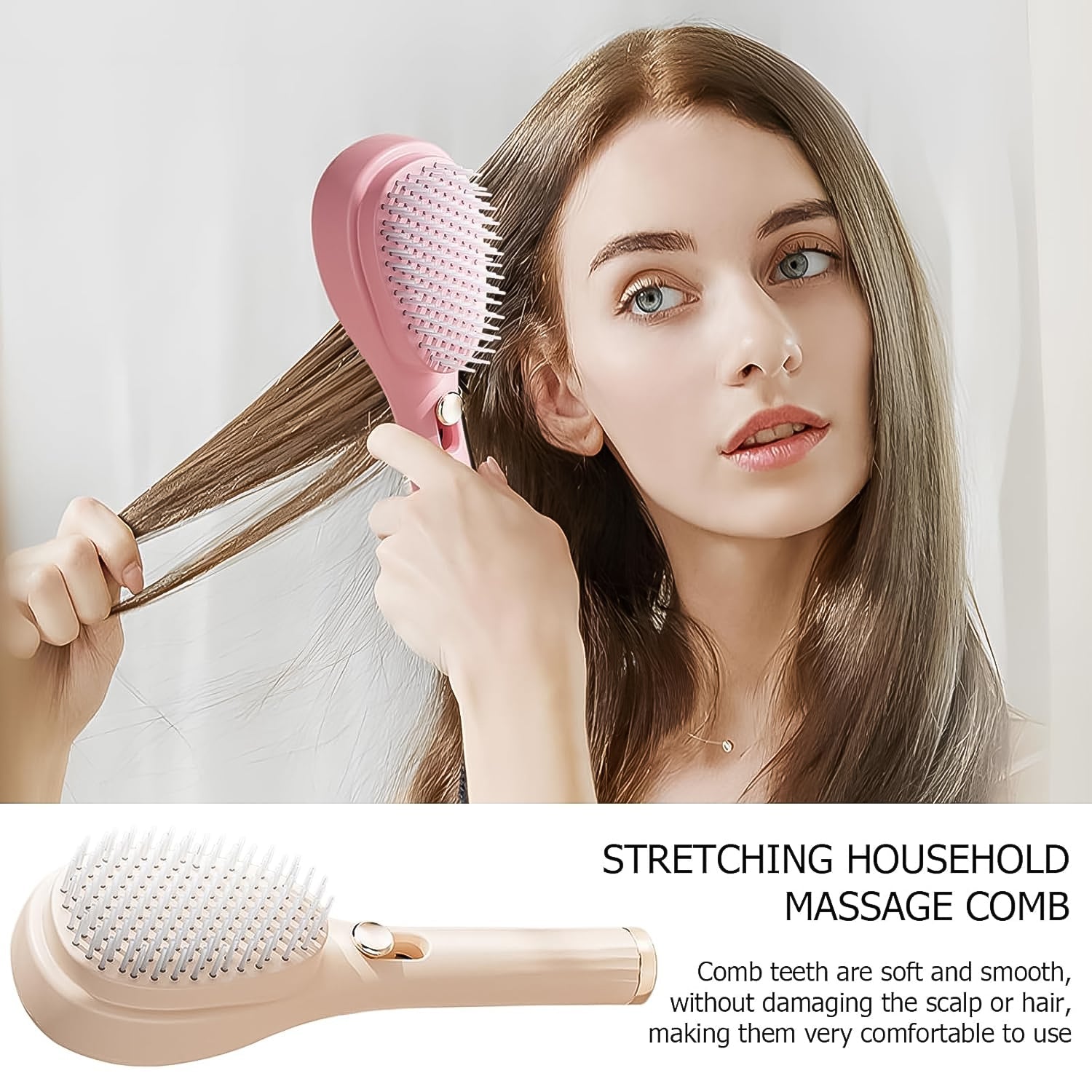 Anti-static detangling hairbrush with 3D air cushion bristles for scalp massage