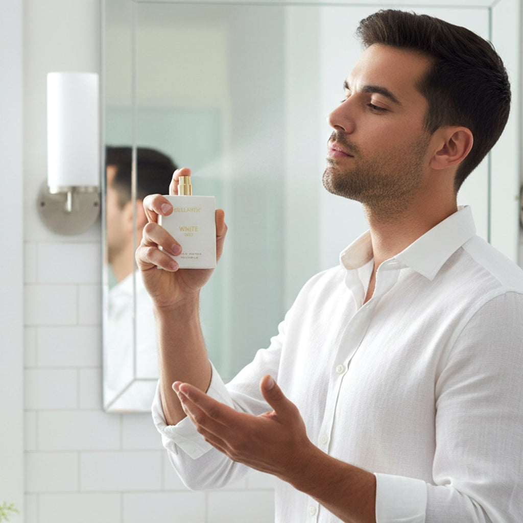 Perfume for men and women in stylish white bottle