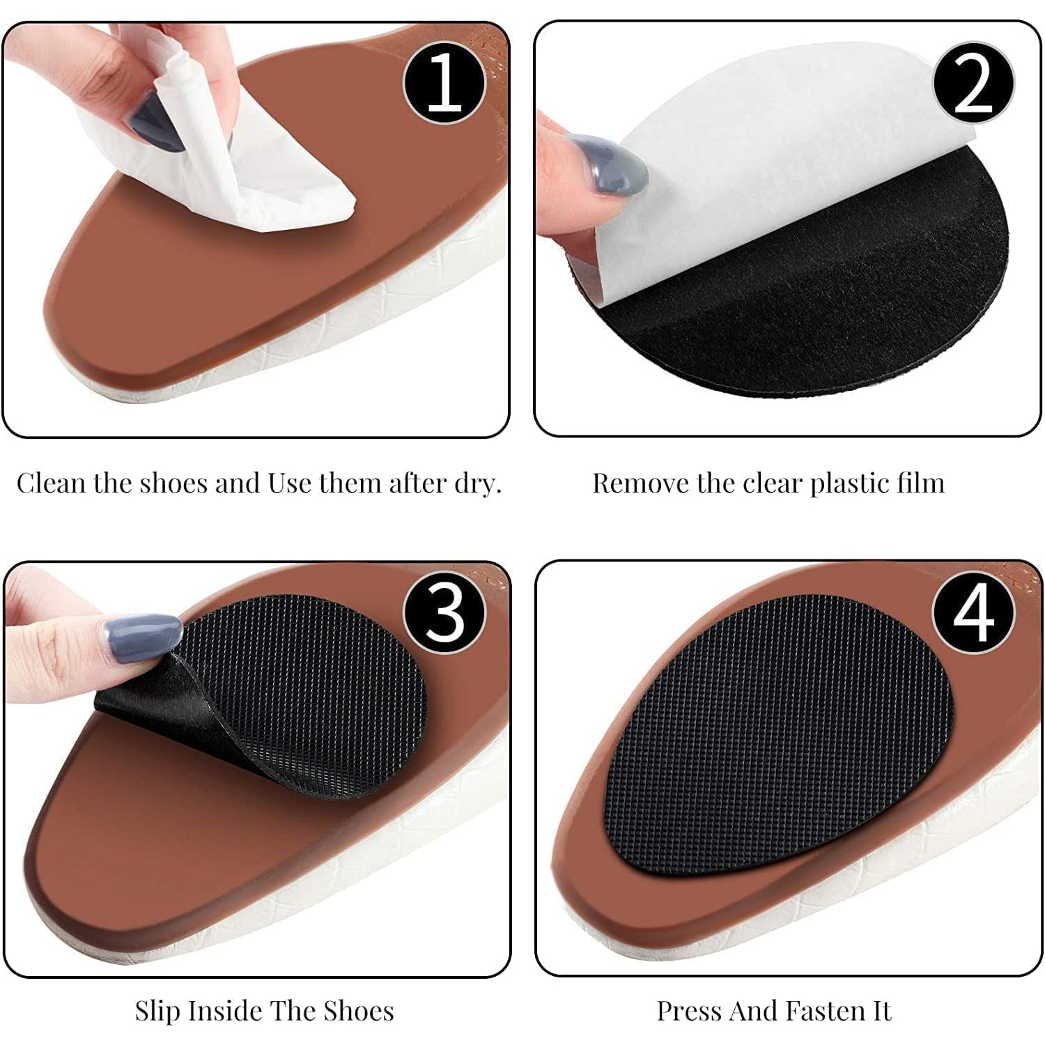 Packaging for Velvet Wellness Non-Slip Shoe Pads, ready for retail.