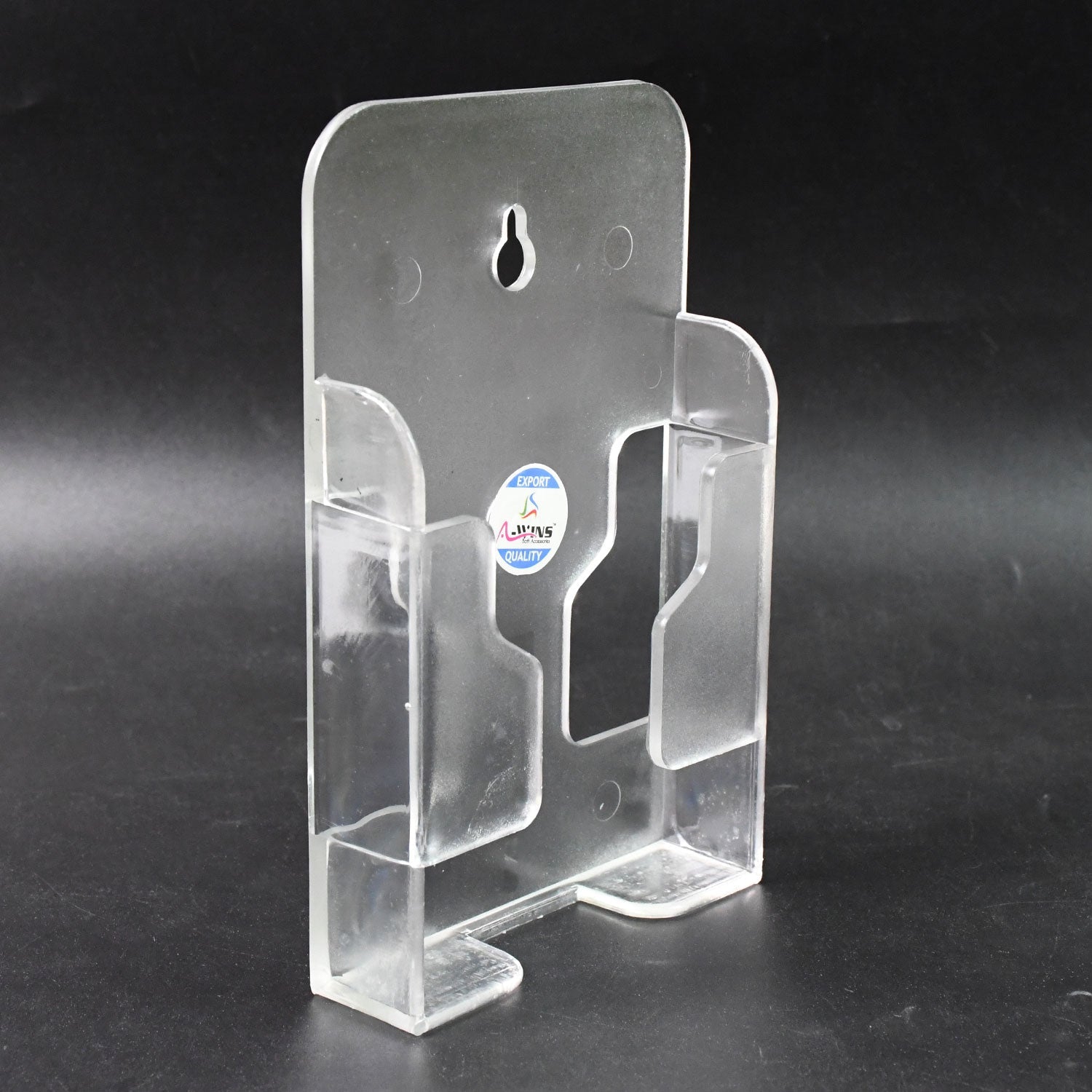VoltDesk wall mount mobile holder with a phone, showcasing easy access and stability.