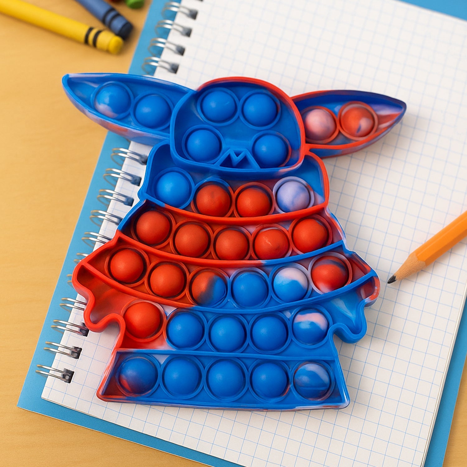 Detail view of silicone Pop It fidget toy bubbles