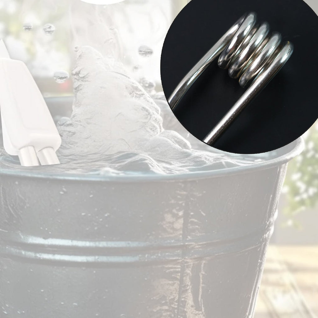 Bucket water heater rod heating water in a basin for daily use