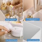 Compact vanity storage box with multiple compartments for cosmetics