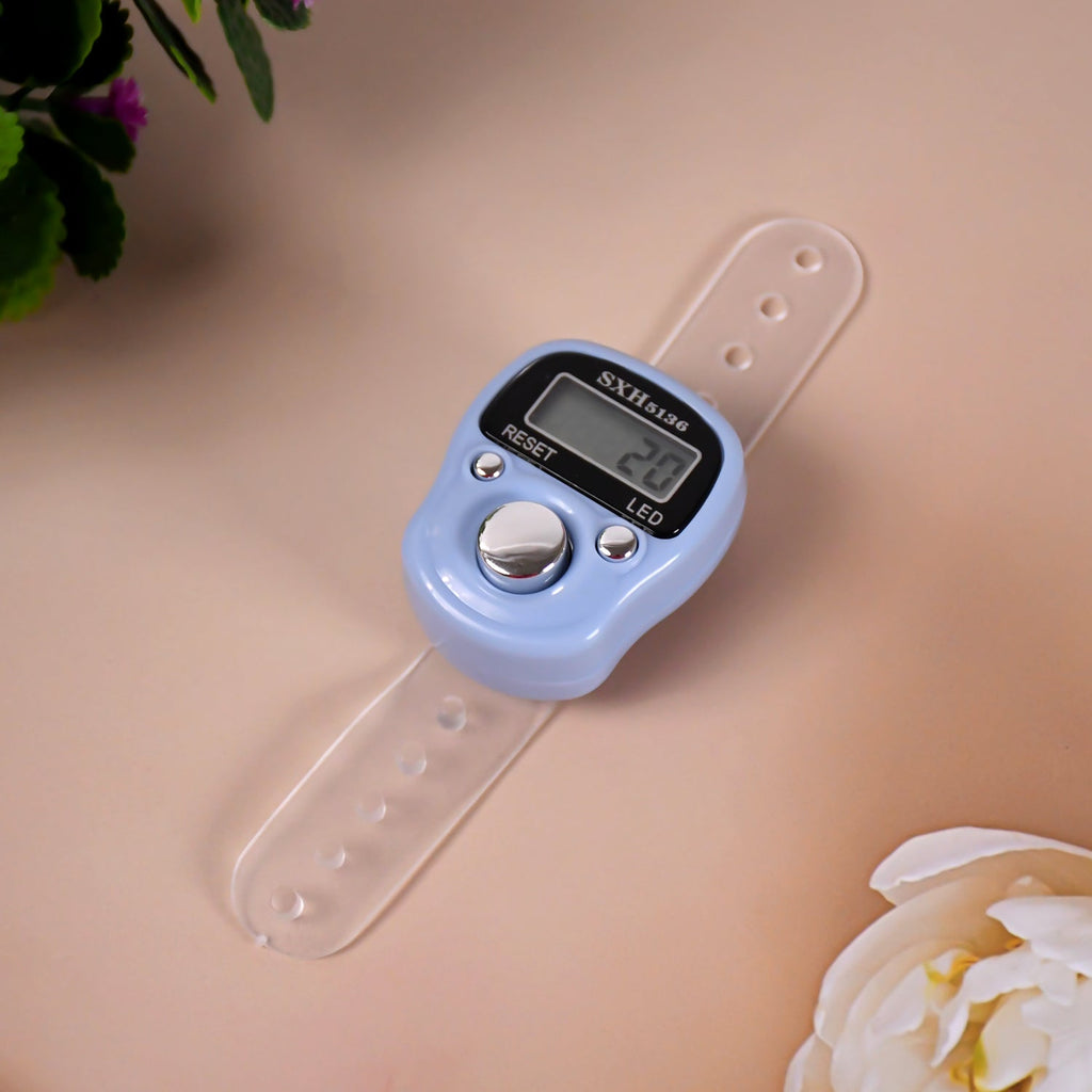 Rotating portable digital finger counter with LED light feature