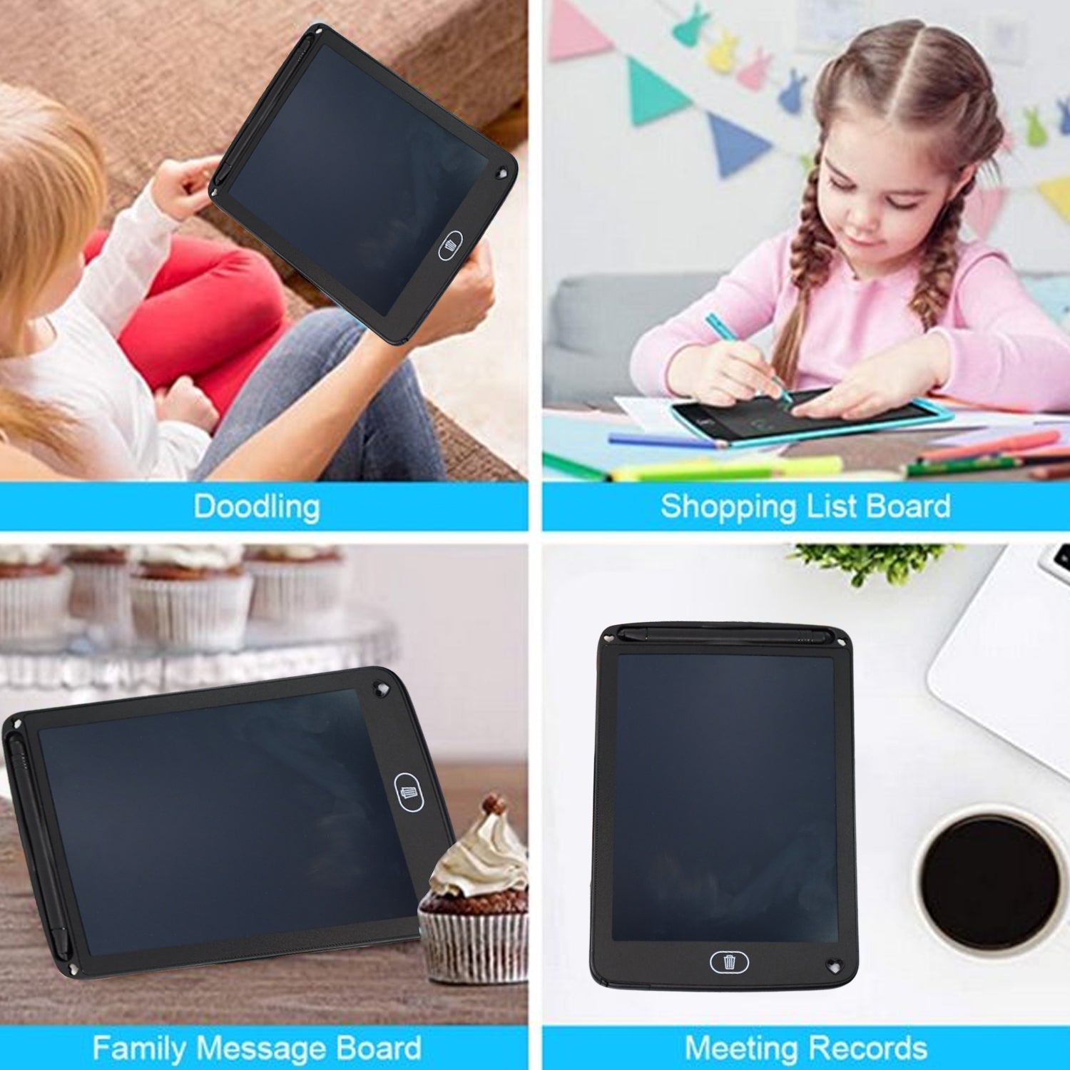 Side view of the portable LCD pad for children’s drawings, highlighting its slim design.