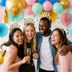 Lightweight glitter party headband styled for fun group celebrations and photos