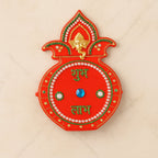 Vibrant devotional Kalash wall hanging featuring traditional festival design