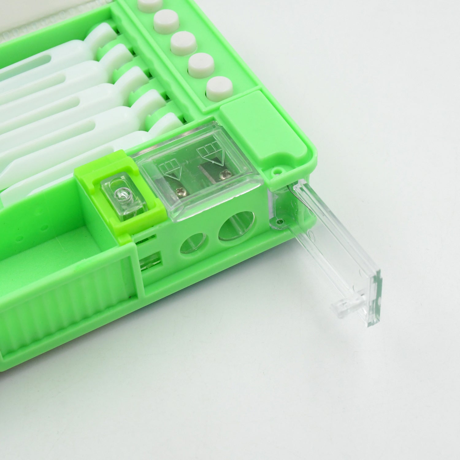 Front view of the fun cartoon printed pencil case, perfect for school children.