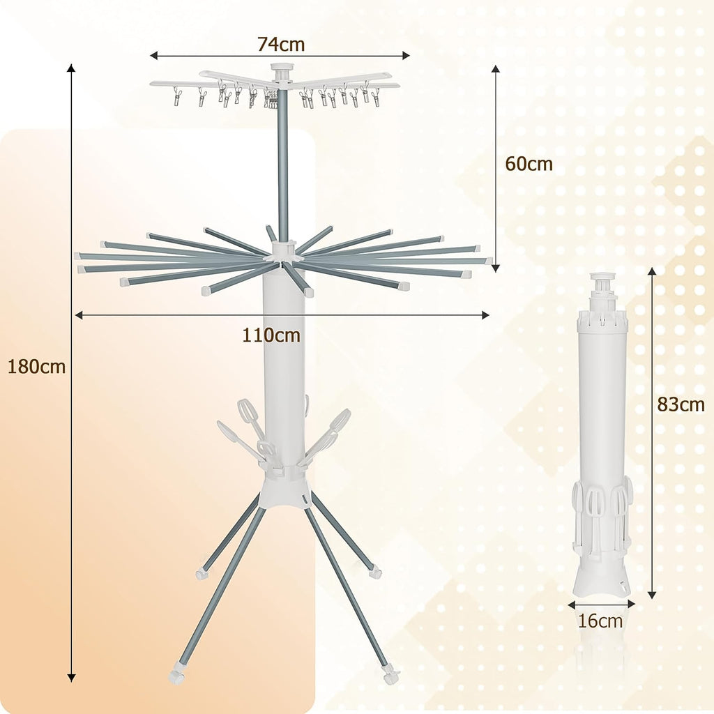 Compact foldable clothes drying rack folded flat for tidiness