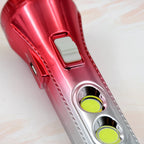 Front view of the multi-functional LED torchlight with three LEDs.