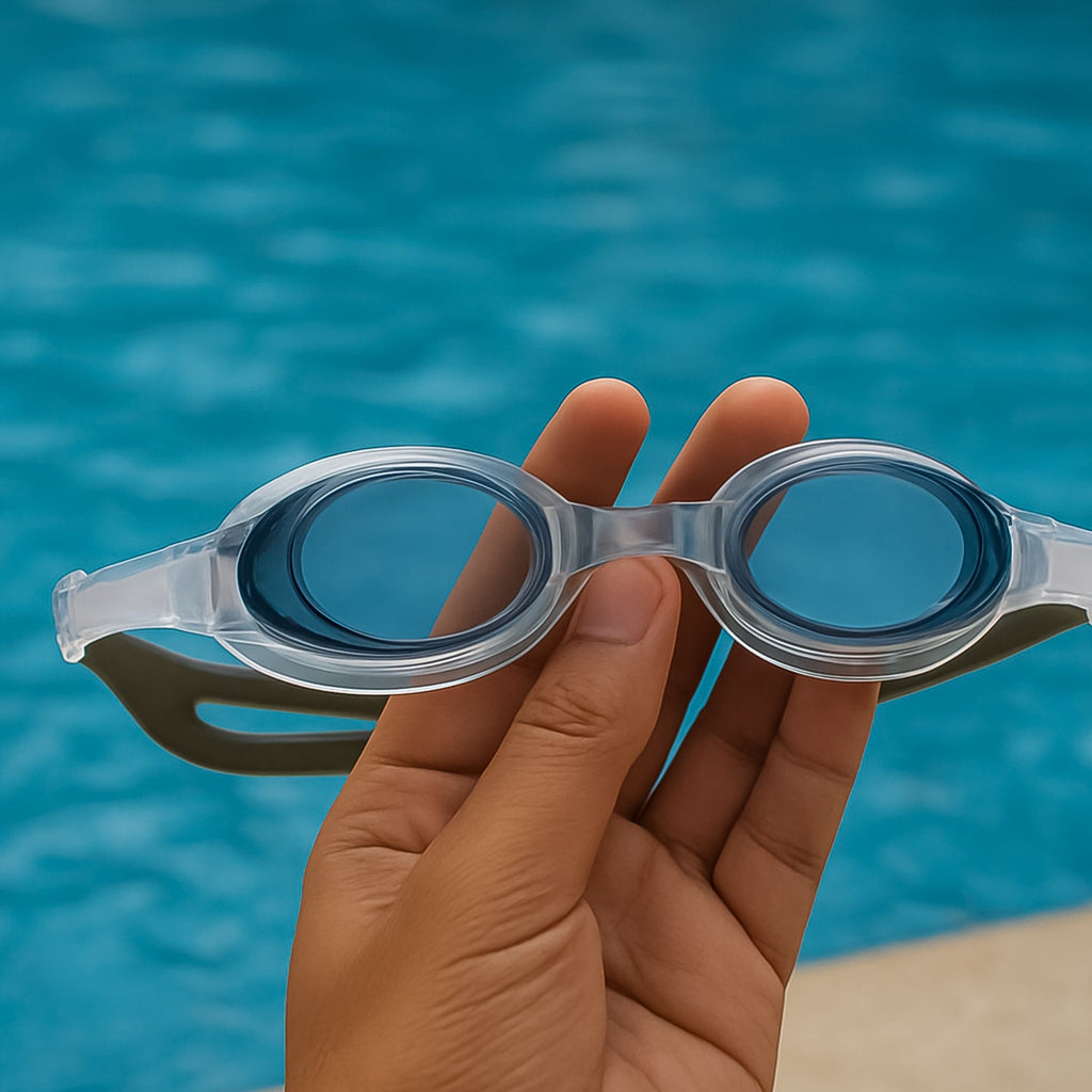 Leakproof Konex swim goggles with curved lens design