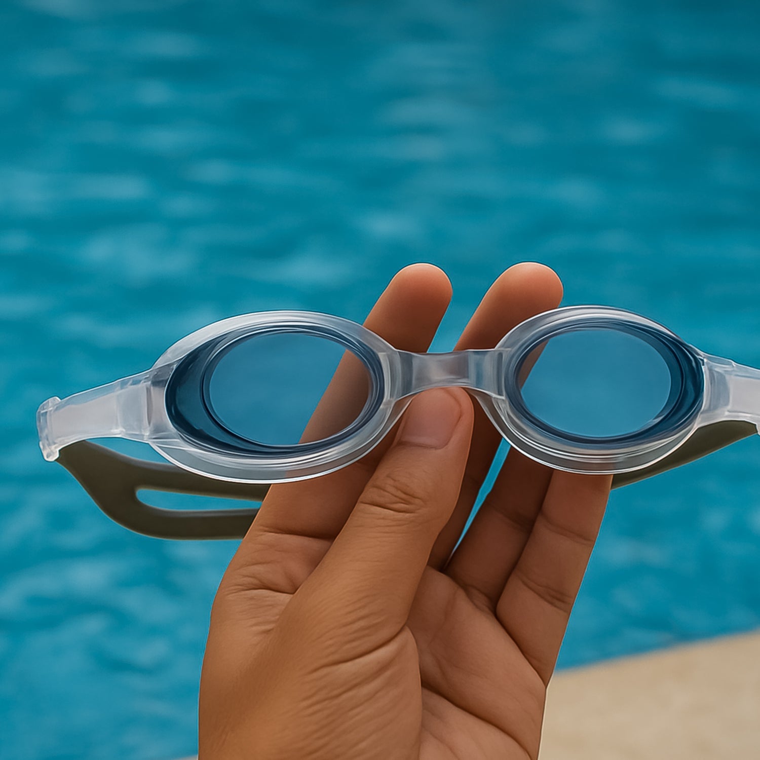 Leakproof Konex swim goggles with curved lens design