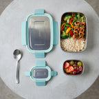 Lunch box set with locking lid closed