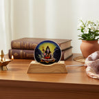 Decorative spiritual LED night lamp with Lord Shiva motif on wooden base