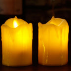Interior decor featuring a display of safe, battery-powered flameless candles.