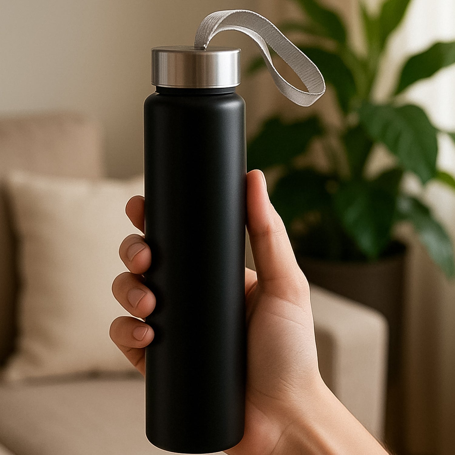 Portable stainless steel water bottle suitable for outdoor and gym use