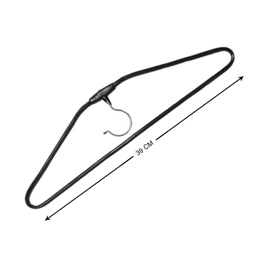 A set of ten space-saving stainless steel hangers, perfect for decluttering any closet.