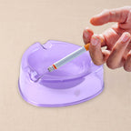 Tough transparent purple plastic ashtray for indoor and outdoor use