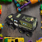 Rear view of the large plastic military vehicle toy.