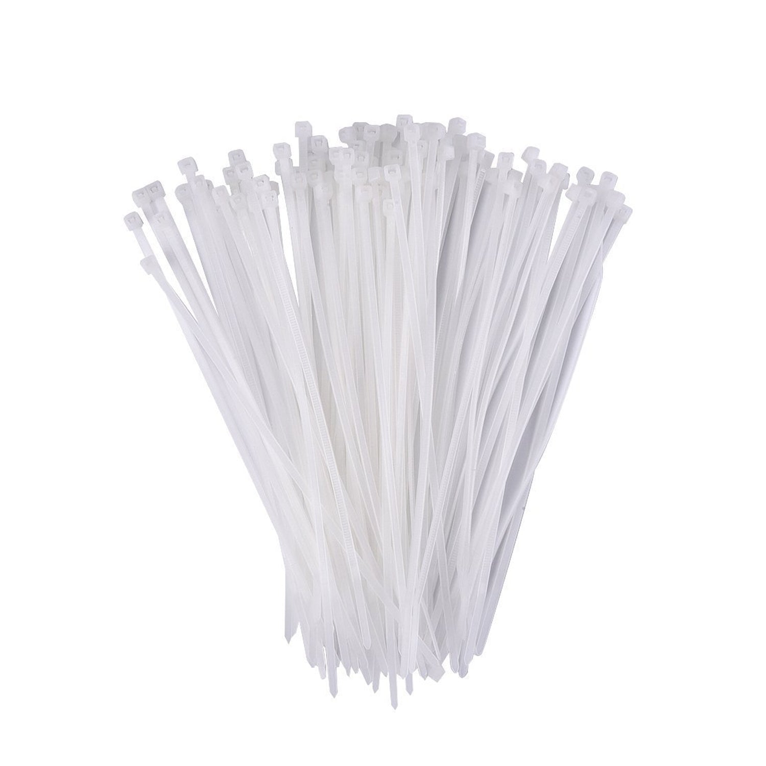 A hand holding flexible black self-locking cable ties, demonstrating their durability.