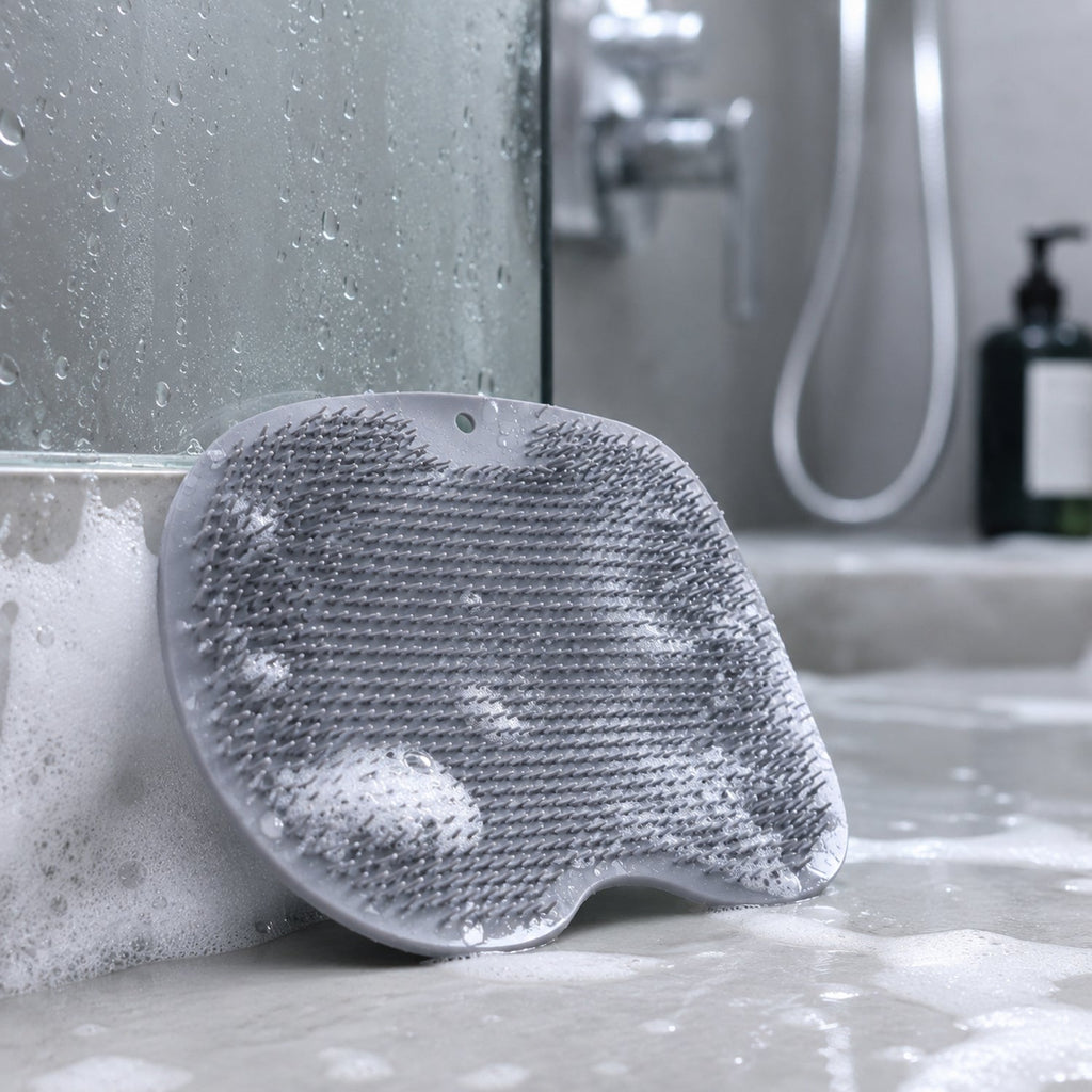 Close-up of soft bristles on foot cleaner scrubber