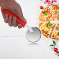 Close-up of Ganesh stainless steel pizza cutter wheel with black handle.