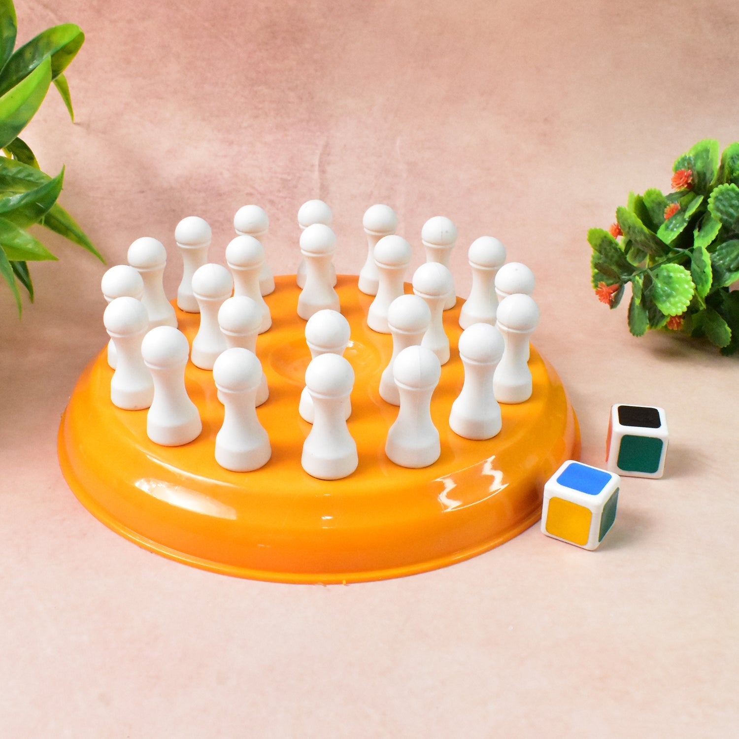 Macro shot of colorful plastic chess pegs for memory game