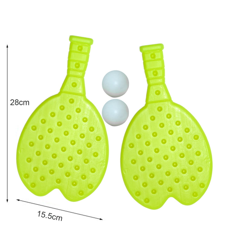 Children's table tennis equipment, featuring a lightweight plastic racquet and ball.