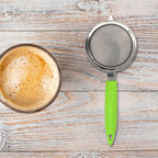 Close-up of the fine stainless steel mesh coffee filter.