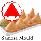 Ergonomic design of the red plastic dough press for comfortable handling.