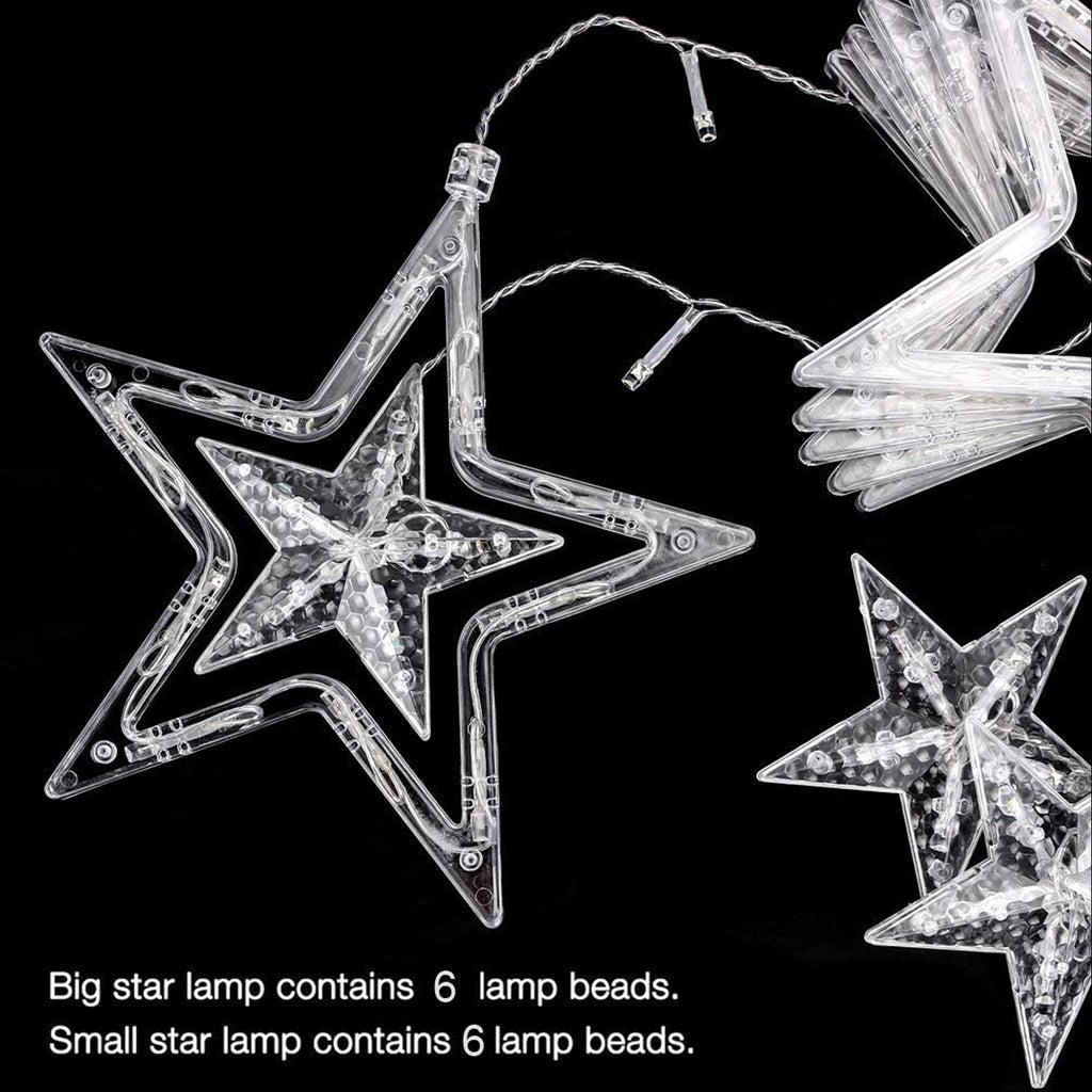 Star curtain lights with dynamic flashing modes, perfect for festive events.