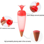 Illustration of how the terracotta self watering spike slowly releases water into plant soil.