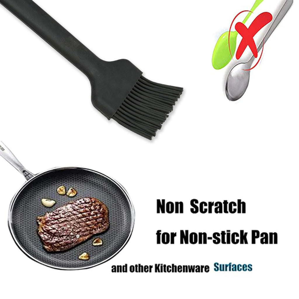 Side view of a durable silicone pastry brush, perfect for any kitchen.