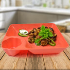 Dishwasher safe plastic serving plate with sauce holder for party snacks
