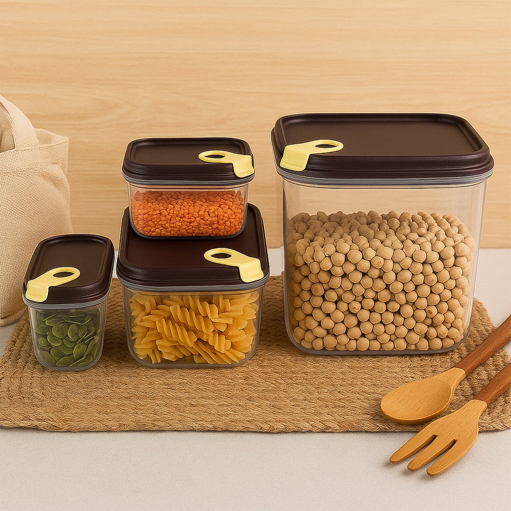Airtight container lid showing the push 'n' lock mechanism.