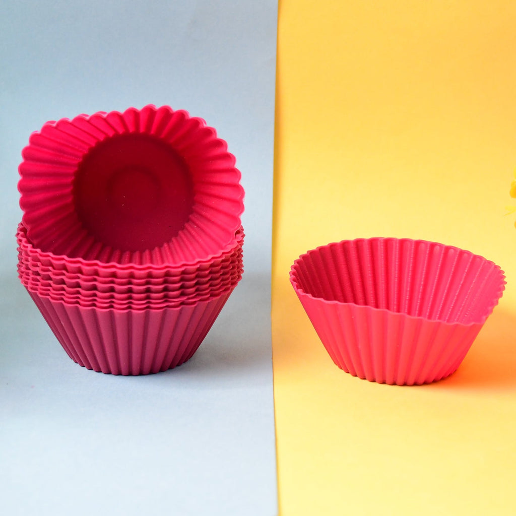 Silicone cupcake moulds ready for baking fresh muffins and cupcakes