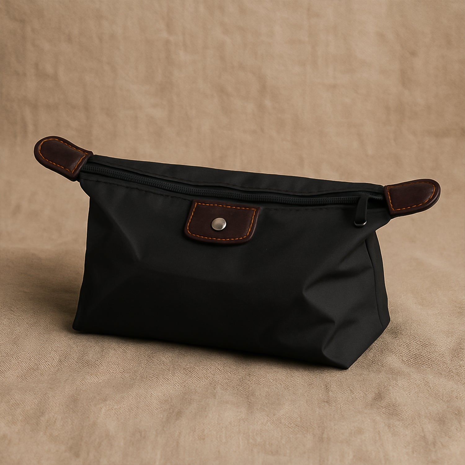 Compact travel toiletry bag spacious enough for cosmetics and grooming tools