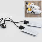 Portable shoe dryer 220V with intelligent timing, perfect for home and dorm use.