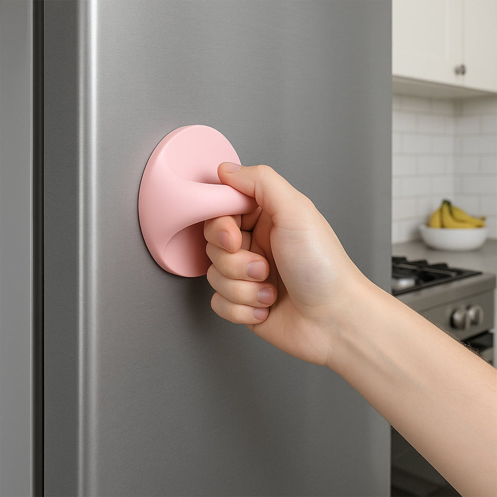 Sticky adhesive back of plastic handle grip revealed