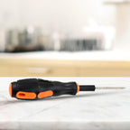 Lightweight 8-in-1 screwdriver set demonstrating its comfortable non-slip grip.