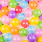Group of cheerful multicolor balloons floating, perfect for festive events.